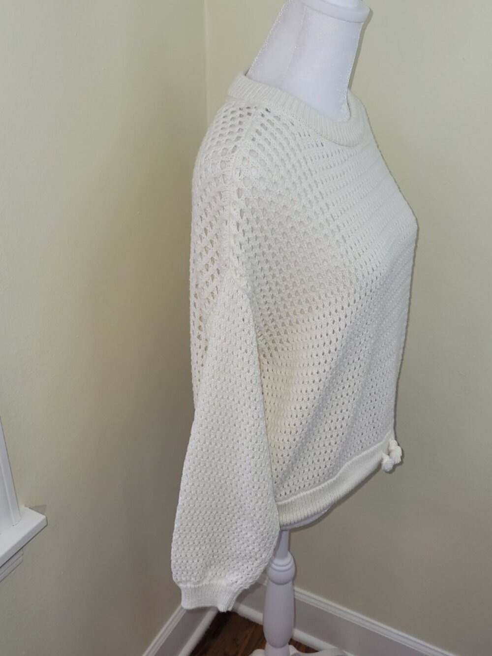 Sweaty Betty Tides High Open Weave Sweater Ivory White Women's Size 0 - Picture 8 of 13